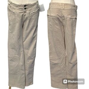 FREE PEOPLE beige velour button fly pants size 6
